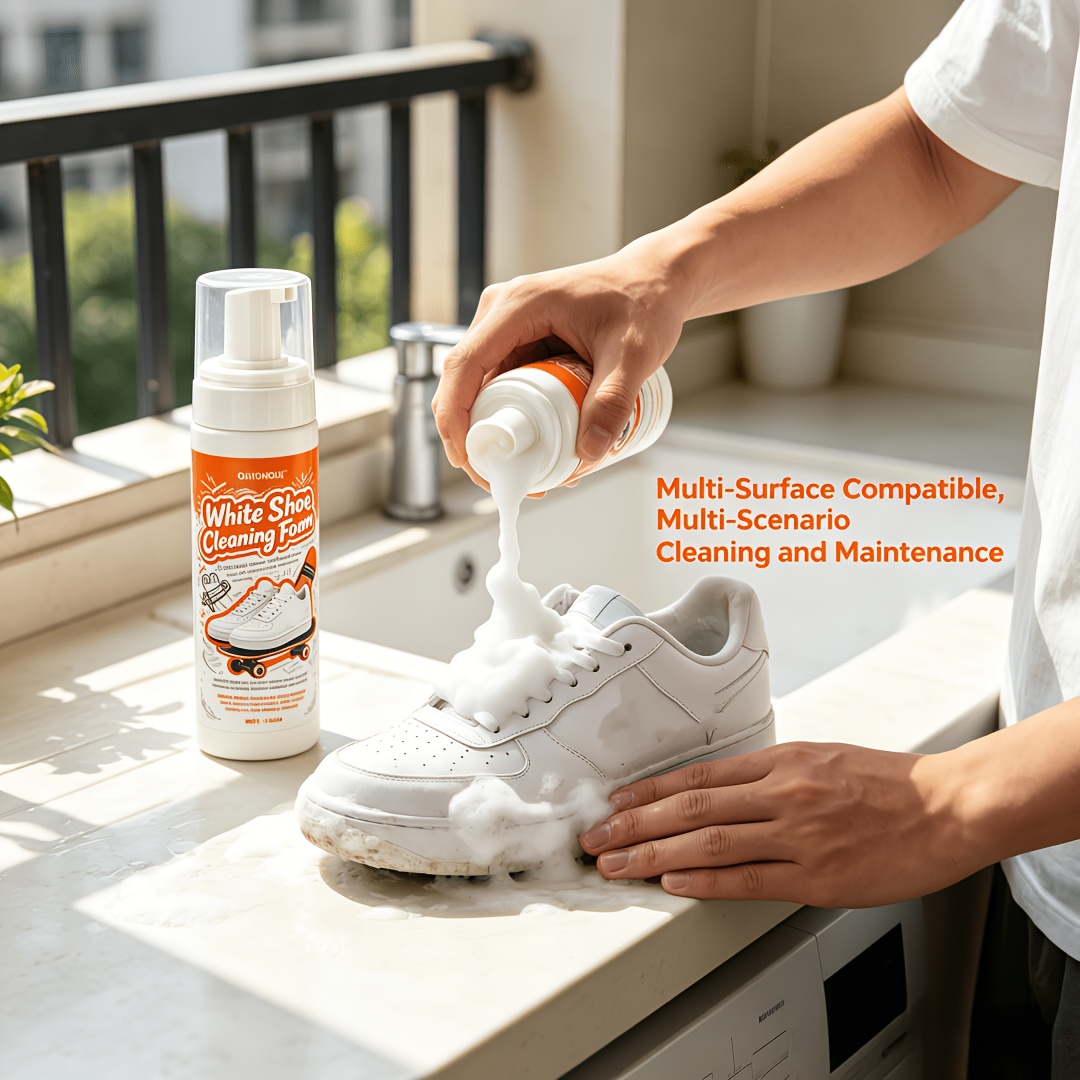 Sneaker Leather Care - Draagbare, niet-afspoelbare witte schoenreiniger schuim, multi-oppervlakte
